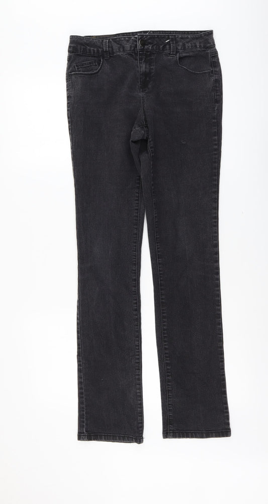 Dorothy Perkins Womens Grey Cotton Straight Jeans Size 10 L25 in Regular Button