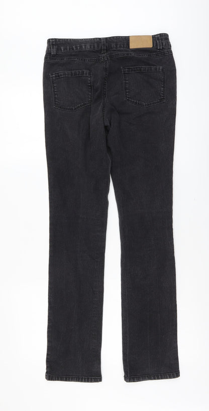Dorothy Perkins Womens Grey Cotton Straight Jeans Size 10 L25 in Regular Button