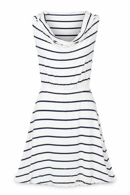 H&M Womens White Striped Viscose Fit & Flare Size 8 Cowl Neck Pullover