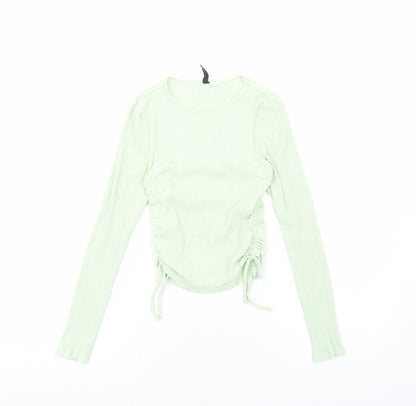 Womens UK Size S H&M Green Cropped Blouse