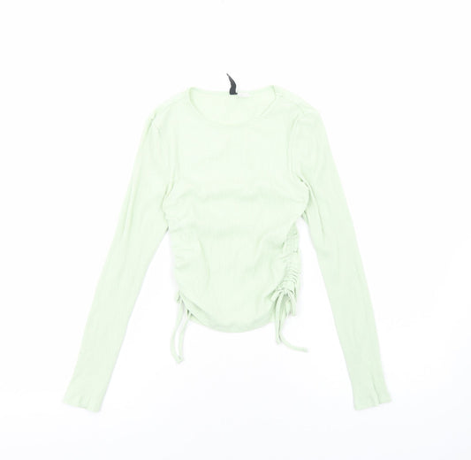 Womens UK Size S H&M Green Cropped Blouse