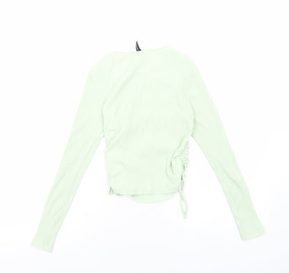 Womens UK Size S H&M Green Cropped Blouse