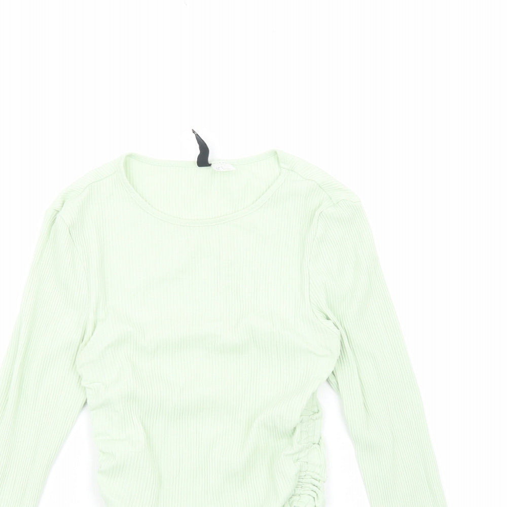 Womens UK Size S H&M Green Cropped Blouse