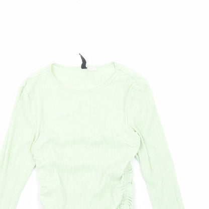 Womens UK Size S H&M Green Cropped Blouse