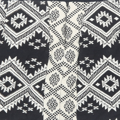 Marks and Spencer Womens Black Geometric Cotton Bandage Skirt Size 18 Zip