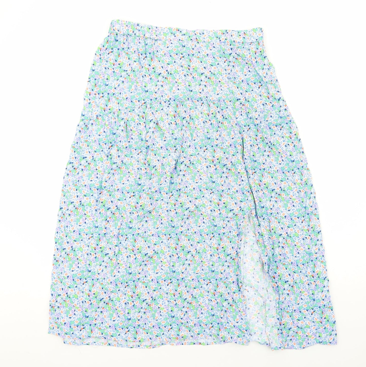 Marks and Spencer Womens Blue Floral Polyester Peasant Skirt Size 14