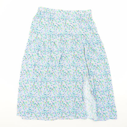 Marks and Spencer Womens Blue Floral Polyester Peasant Skirt Size 14