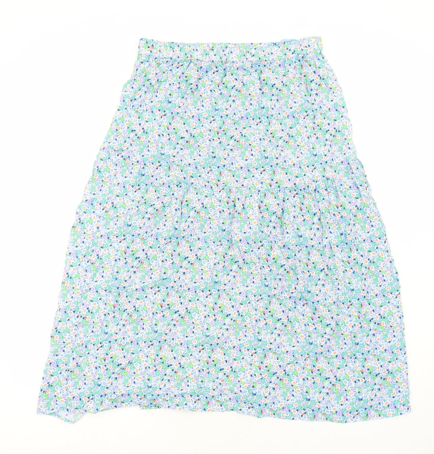 Marks and Spencer Womens Blue Floral Polyester Peasant Skirt Size 14