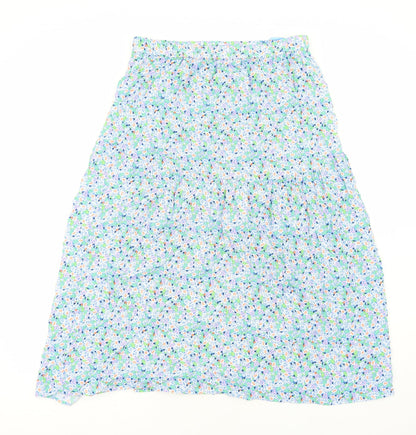 Marks and Spencer Womens Blue Floral Polyester Peasant Skirt Size 14
