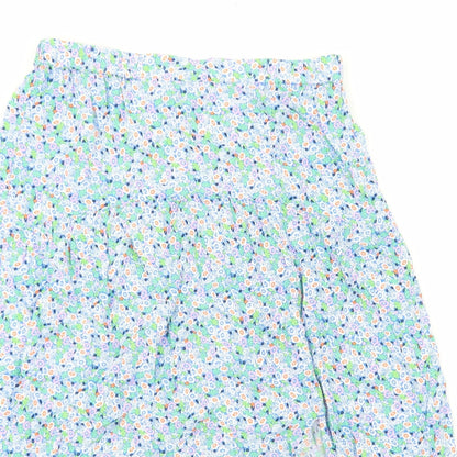 Marks and Spencer Womens Blue Floral Polyester Peasant Skirt Size 14