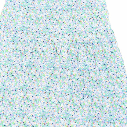 Marks and Spencer Womens Blue Floral Polyester Peasant Skirt Size 14