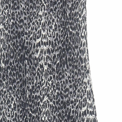 Oasis Womens Grey Animal Print Viscose Bodycon Size S Scoop Neck Pullover - Leopard print