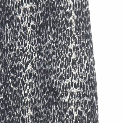 Oasis Womens Grey Animal Print Viscose Bodycon Size S Scoop Neck Pullover - Leopard print