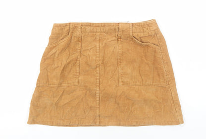 BDG Womens Brown Cotton Mini Skirt Size S Zip
