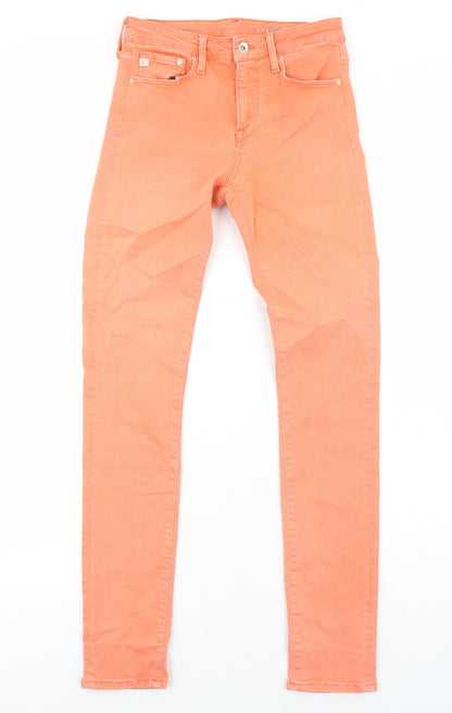 H&M Womens Orange Cotton Skinny Jeans Size 10 Regular Zip