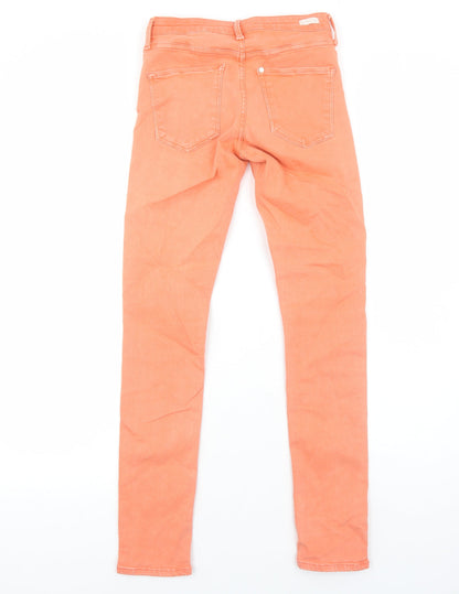 H&M Womens Orange Cotton Skinny Jeans Size 10 Regular Zip