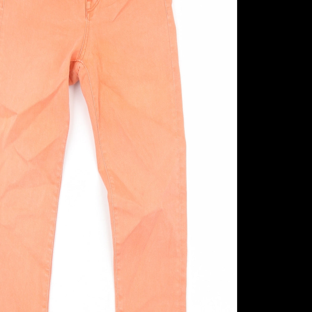 H&M Womens Orange Cotton Skinny Jeans Size 10 Regular Zip