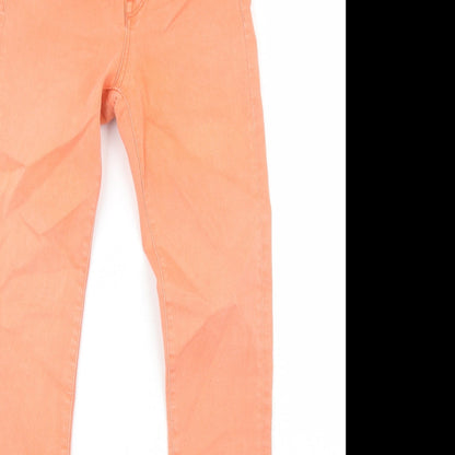H&M Womens Orange Cotton Skinny Jeans Size 10 Regular Zip