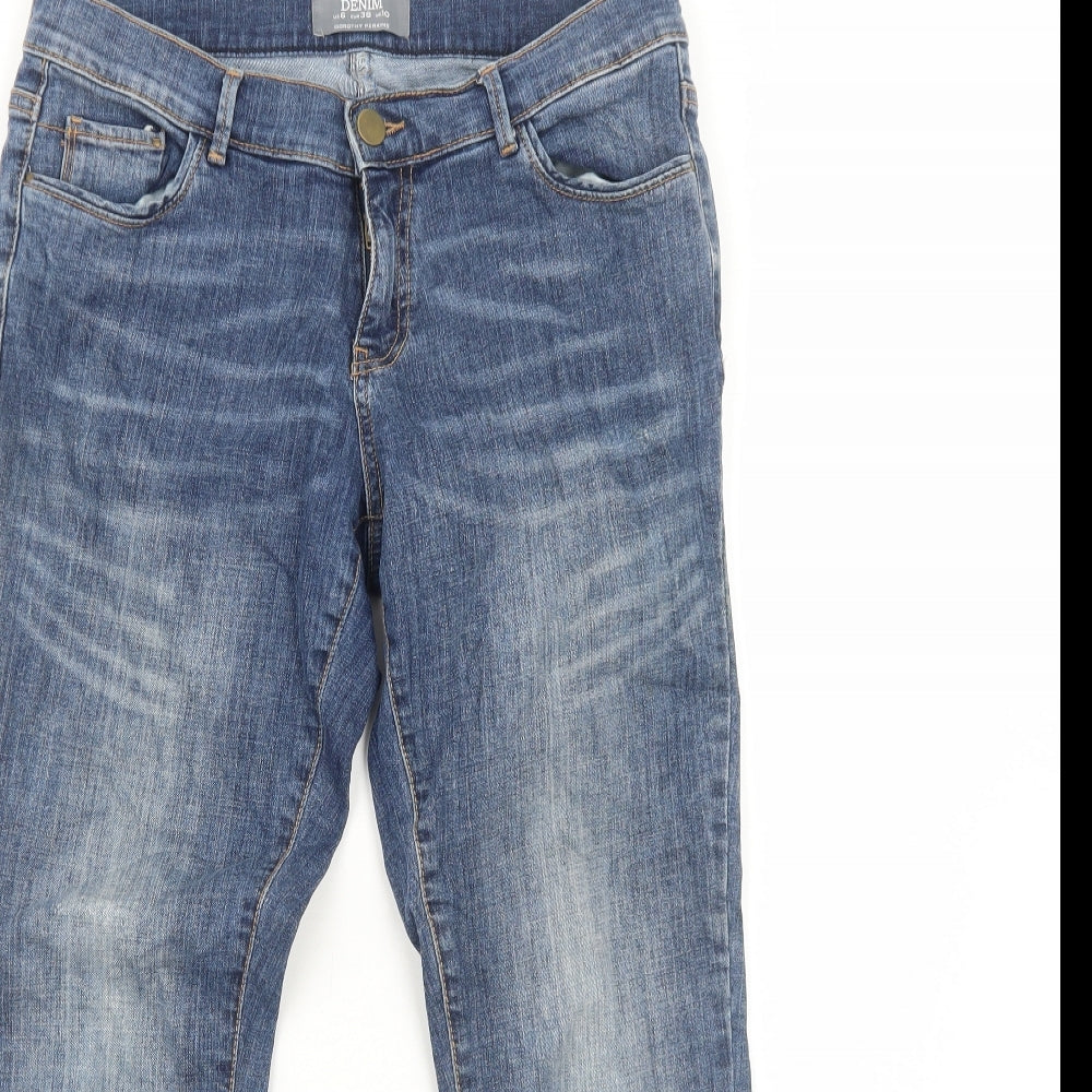 Dorothy Perkins Womens Blue Cotton Straight Jeans Size 10 Regular Zip