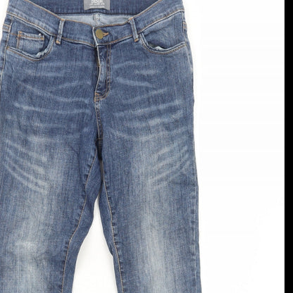 Dorothy Perkins Womens Blue Cotton Straight Jeans Size 10 Regular Zip