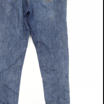 Dorothy Perkins Womens Blue Cotton Straight Jeans Size 10 Regular Zip