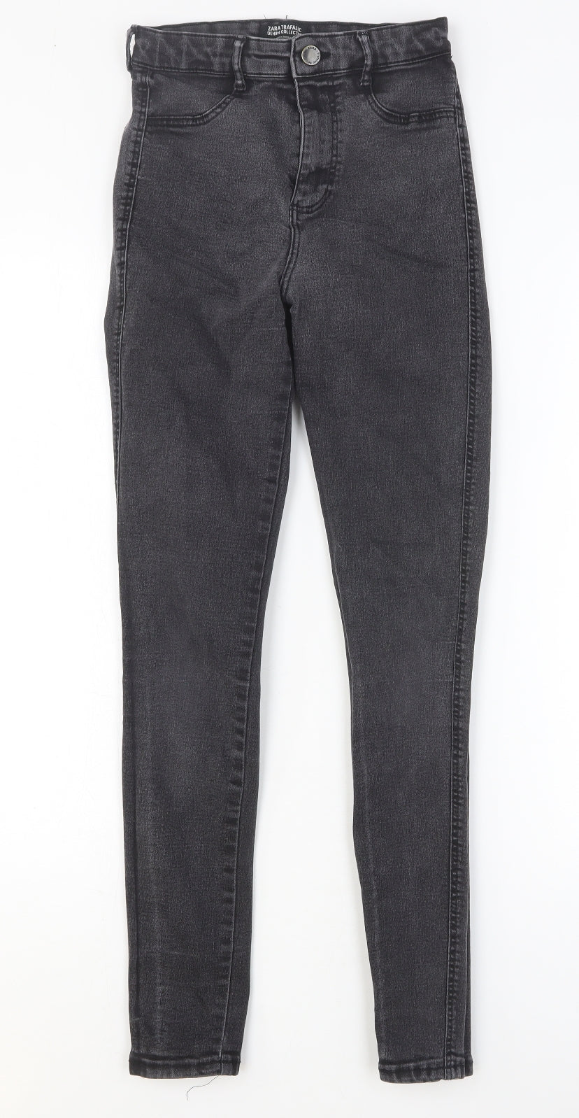 Zara Womens Black Cotton Skinny Jeans Size 6 Slim Button