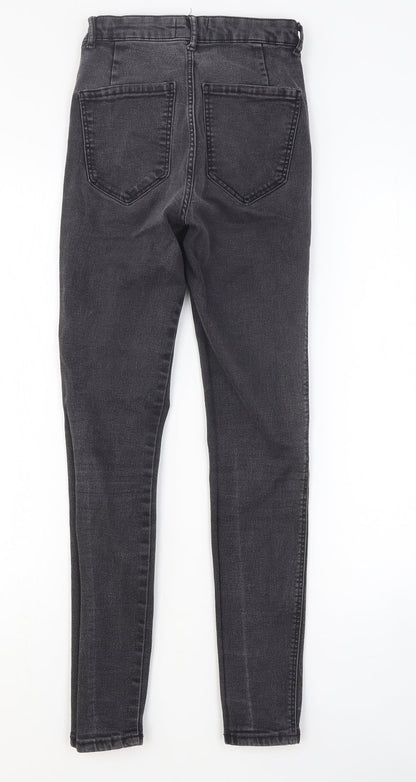 Zara Womens Black Cotton Skinny Jeans Size 6 Slim Button