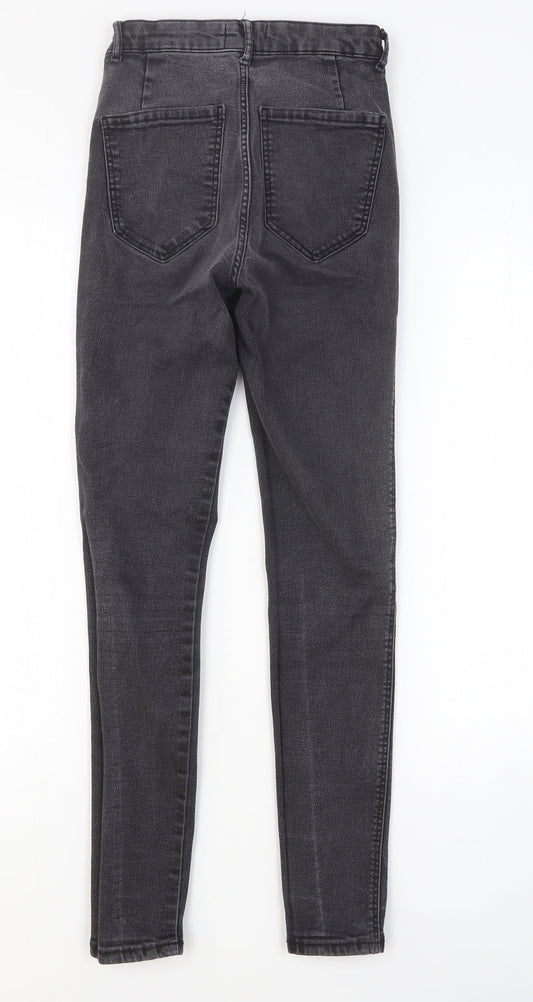Zara Womens Black Cotton Skinny Jeans Size 6 Slim Button