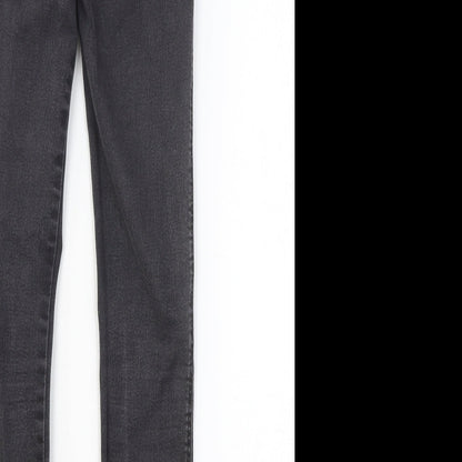 Zara Womens Black Cotton Skinny Jeans Size 6 Slim Button