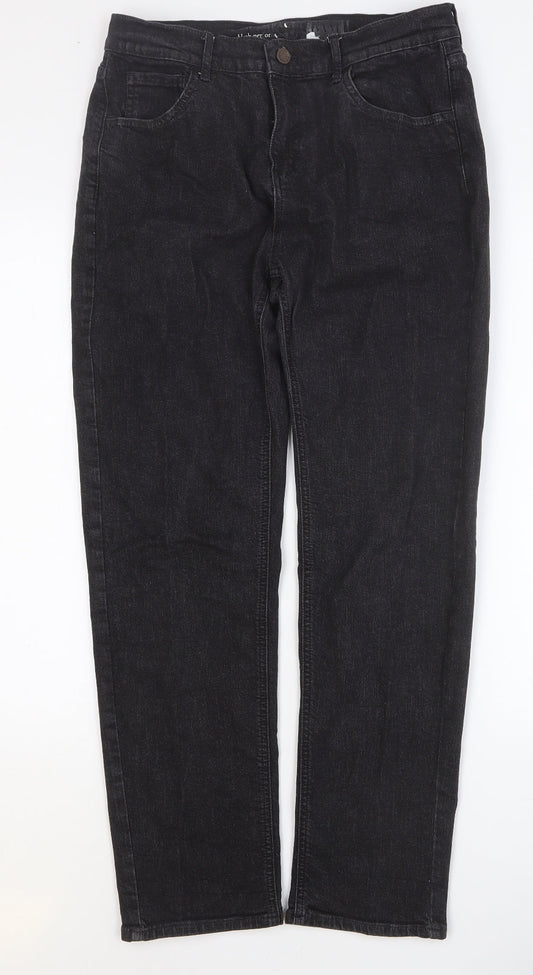 Mens UK Size 30 in Preworn Regular Fit Straight Black Jeans