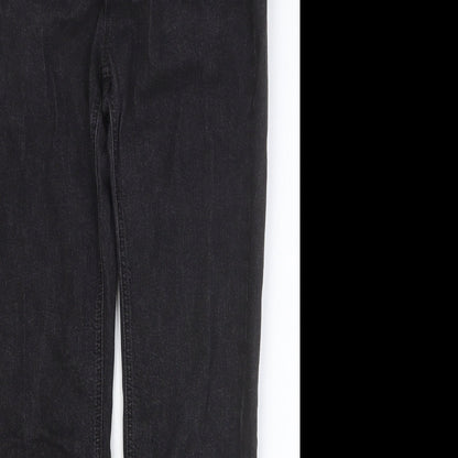 Mens UK Size 30 in Preworn Regular Fit Straight Black Jeans