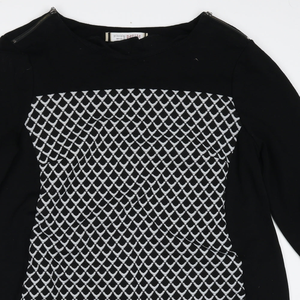 Debenhams Womens Black Geometric Viscose A-Line Size 16 Round Neck Pullover