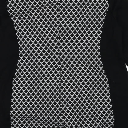 Debenhams Womens Black Geometric Viscose A-Line Size 16 Round Neck Pullover
