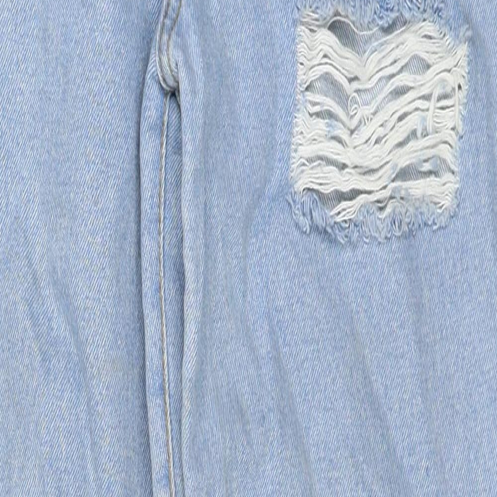 PRETTYLITTLETHING Womens Blue Cotton Straight Jeans Size 8 Regular Zip