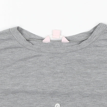 Miss Selfridge Womens Grey Polyester Cropped T-Shirt Size 8 Scoop Neck