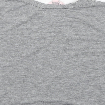 Miss Selfridge Womens Grey Polyester Cropped T-Shirt Size 8 Scoop Neck
