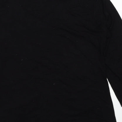 Colour Works Womens Black Viscose Basic T-Shirt Size M V-Neck