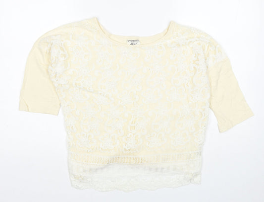 NEXT Womens Ivory Cotton Basic T-Shirt Size 14 Round Neck
