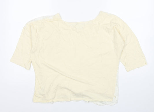 NEXT Womens Ivory Cotton Basic T-Shirt Size 14 Round Neck