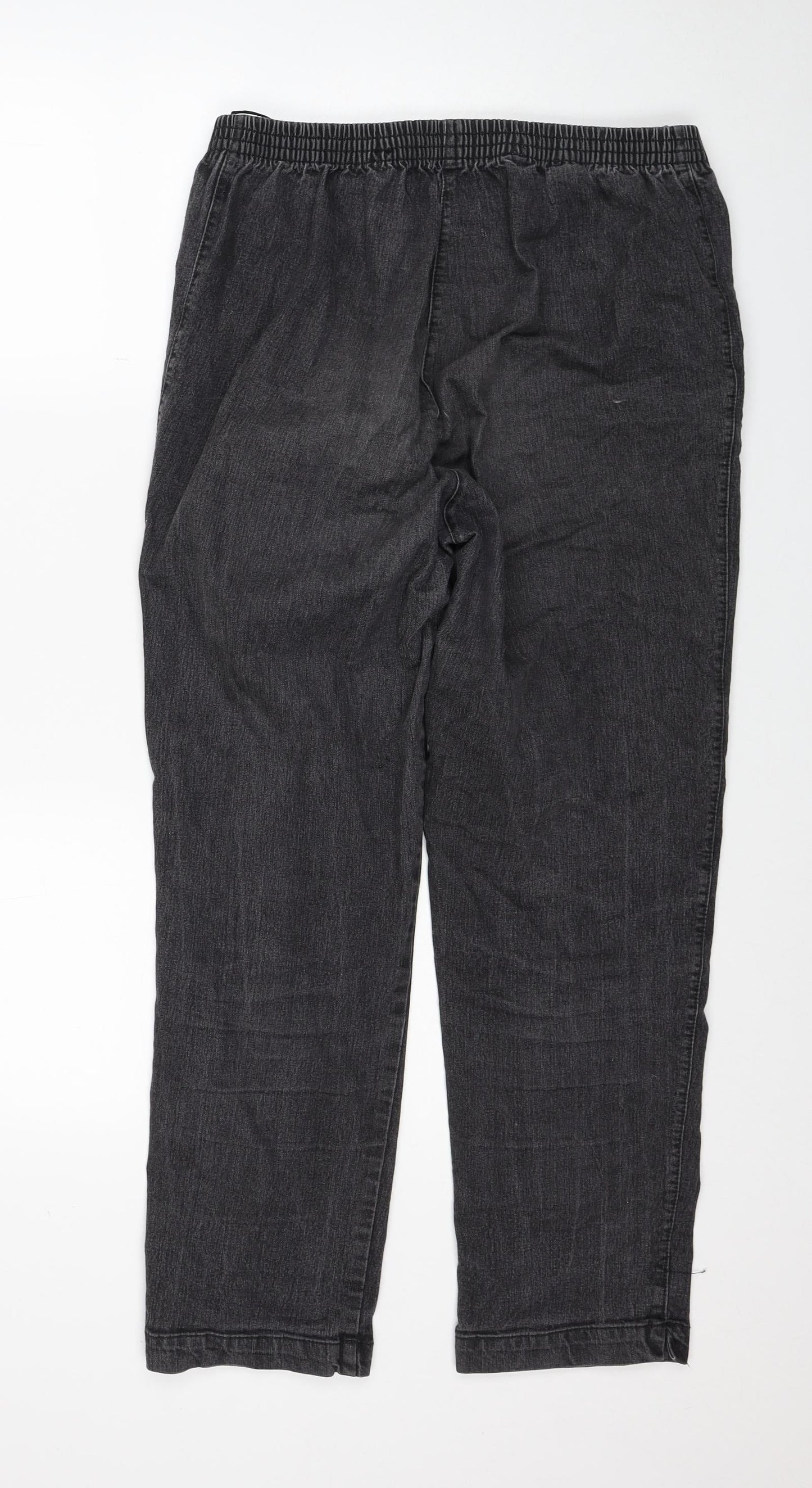 New Fashion Womens Black Cotton Straight Jeans Size 30 in Regular Button