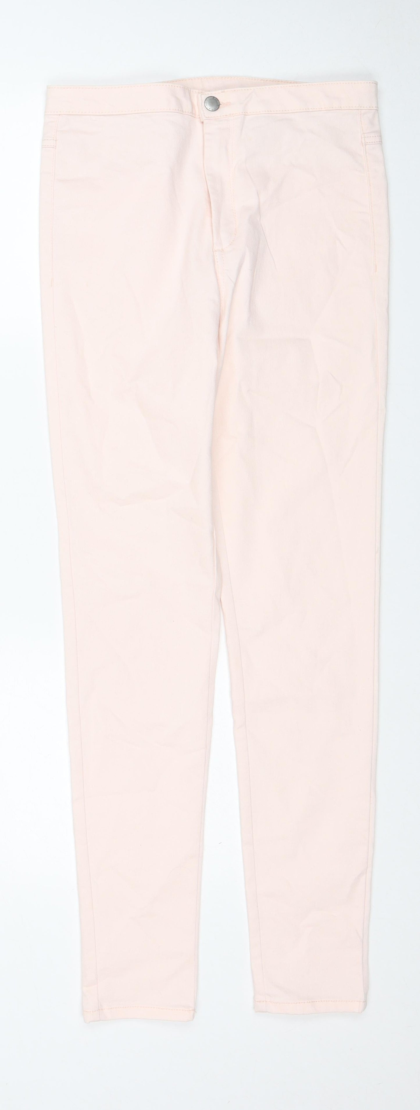 Divided by H&M Womens Pink Cotton Skinny Jeans Size 12 Regular Zip