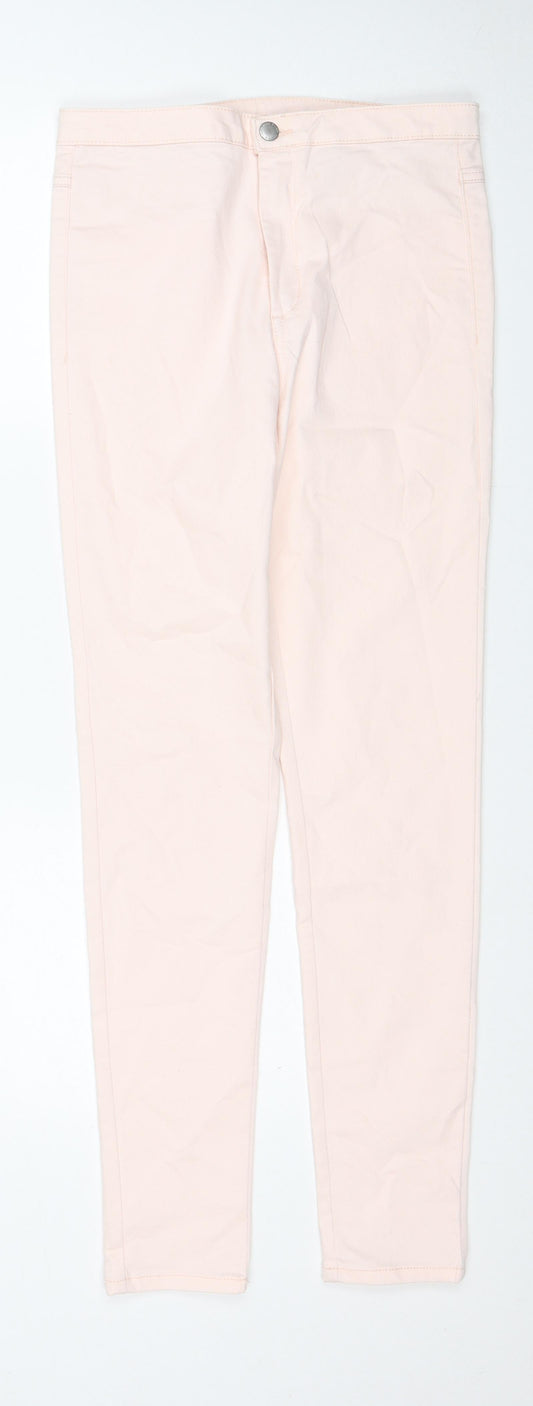 Divided by H&M Womens Pink Cotton Skinny Jeans Size 12 Regular Zip