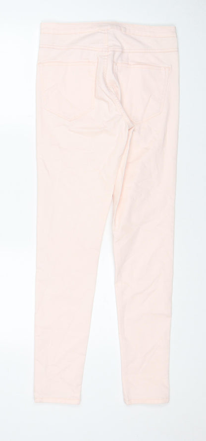 Divided by H&M Womens Pink Cotton Skinny Jeans Size 12 Regular Zip