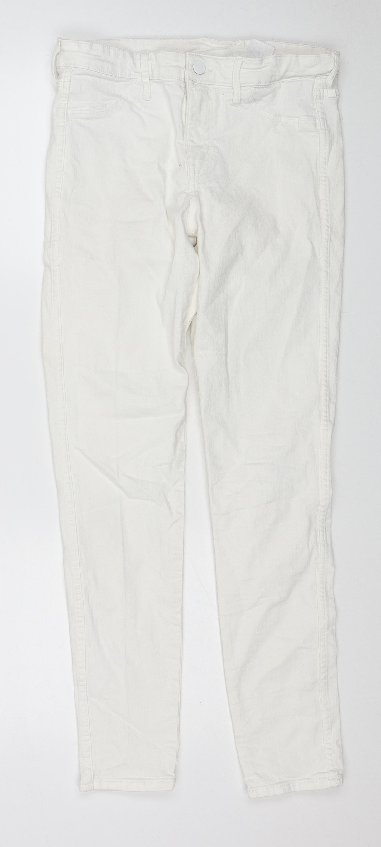 Womens UK Size 28 H&M Regular Fit Skinny White Jeans