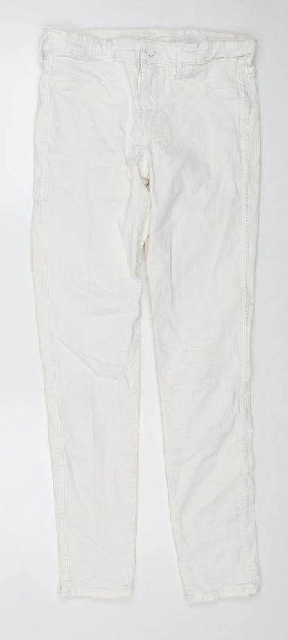 Womens UK Size 28 H&M Regular Fit Skinny White Jeans