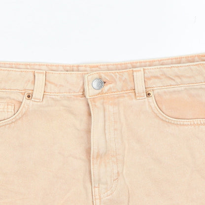 Monki Womens Orange Cotton Cut-Off Shorts Size 27 in Regular Zip