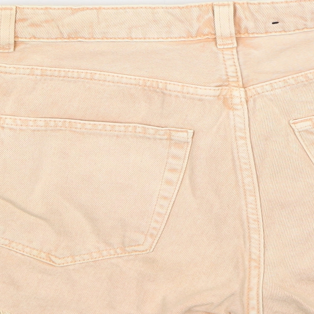 Monki Womens Orange Cotton Cut-Off Shorts Size 27 in Regular Zip