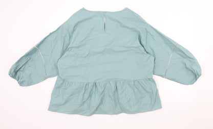Womens UK Size 14 Marks and Spencer Blue Basic Blouse