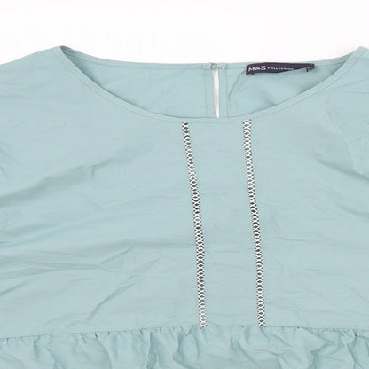 Womens UK Size 14 Marks and Spencer Blue Basic Blouse