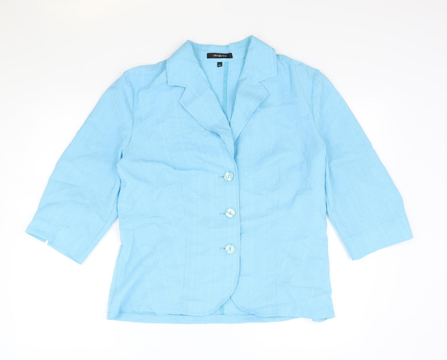 Fabiani Womens Blue Polyester Basic Button-Up Size 14 Collared